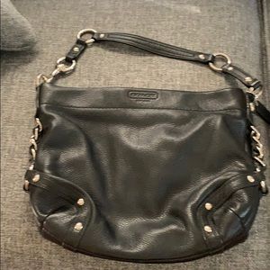 Coach black leather shoulder bag